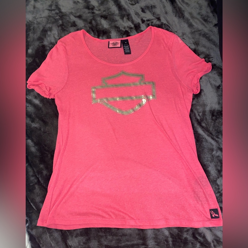 🩷 Harley Davidson Bar & Shield Breast Cancer Awareness Women’s Shirt